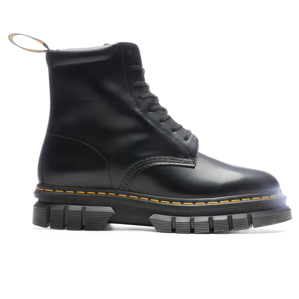 Rikard Smooth Leather Platform Lace Up Boots - Black