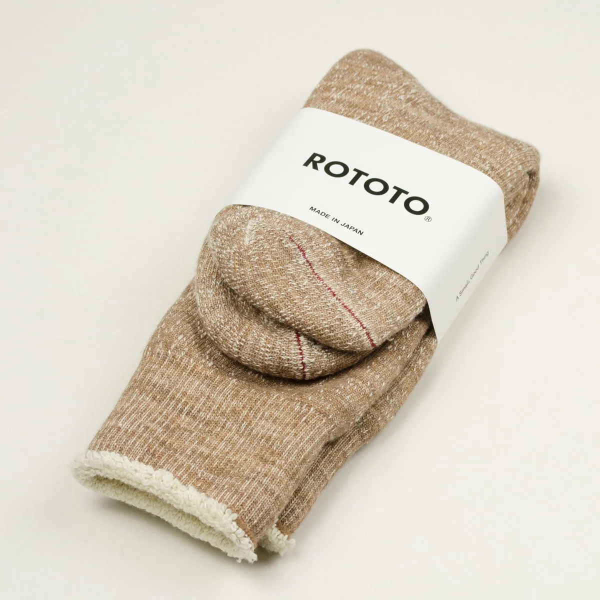 RoToTo - Double Face Merino Cotton Crew Socks - Camel