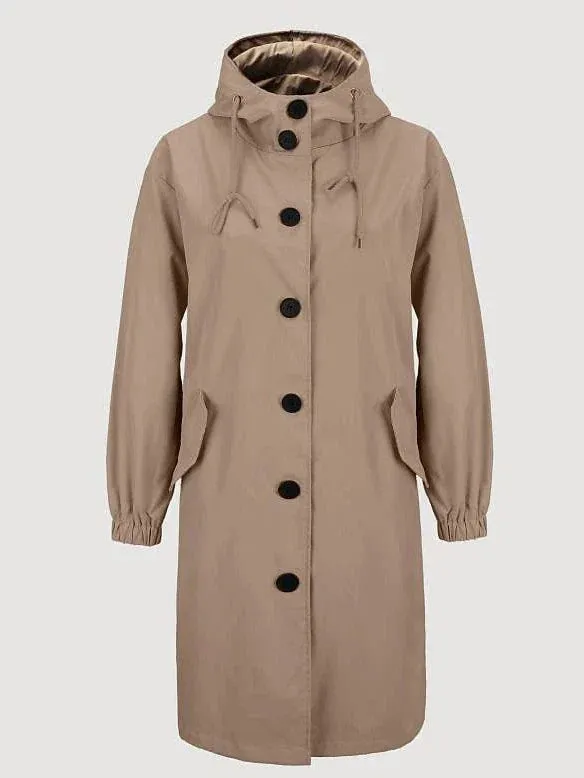 Stylish Women's Hooded Waterproof Trench Coat with Belt