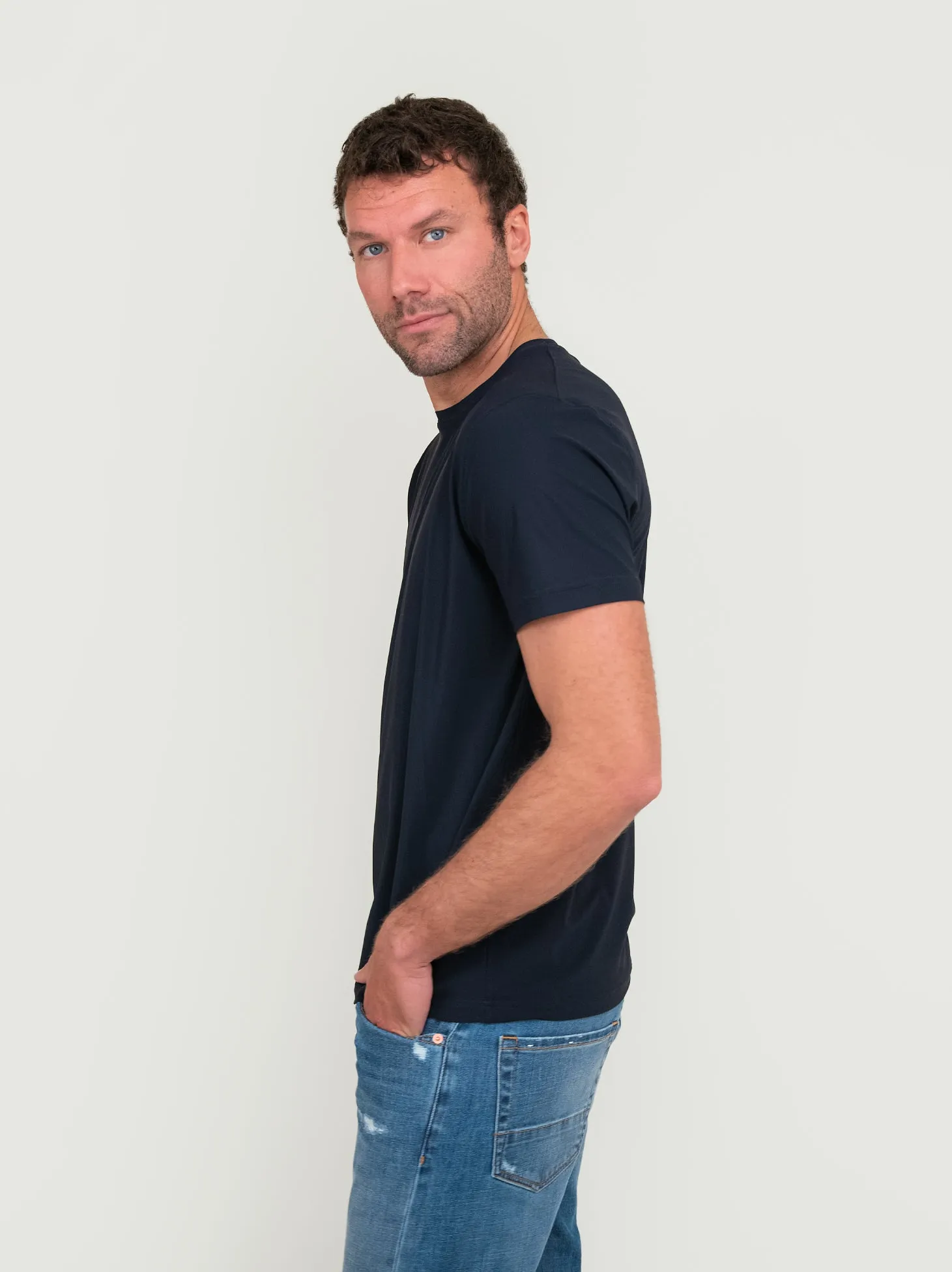 T-SHIRT SOTTO GIACCA GIROCOLLO BLU NAVY