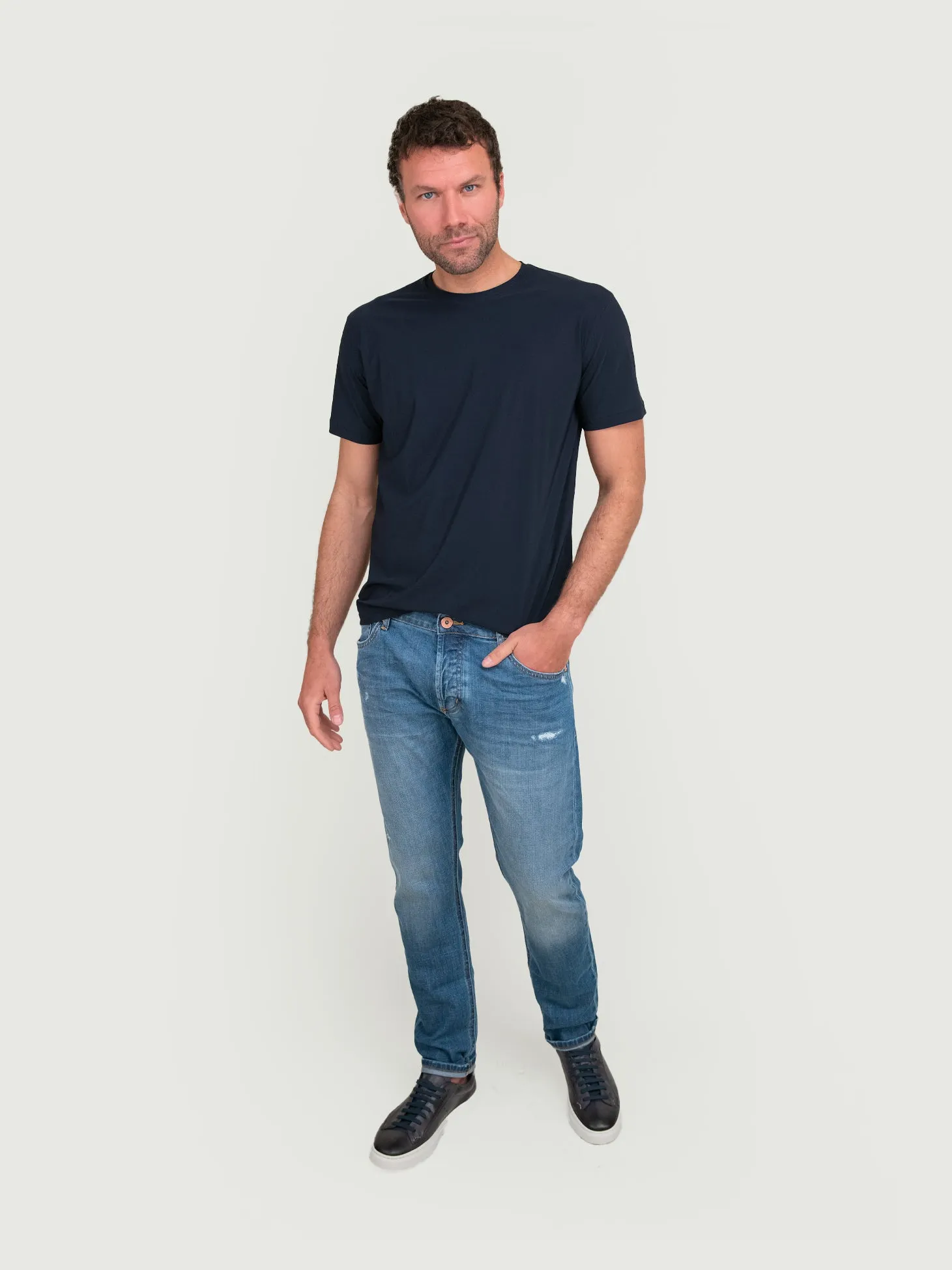 T-SHIRT SOTTO GIACCA GIROCOLLO BLU NAVY