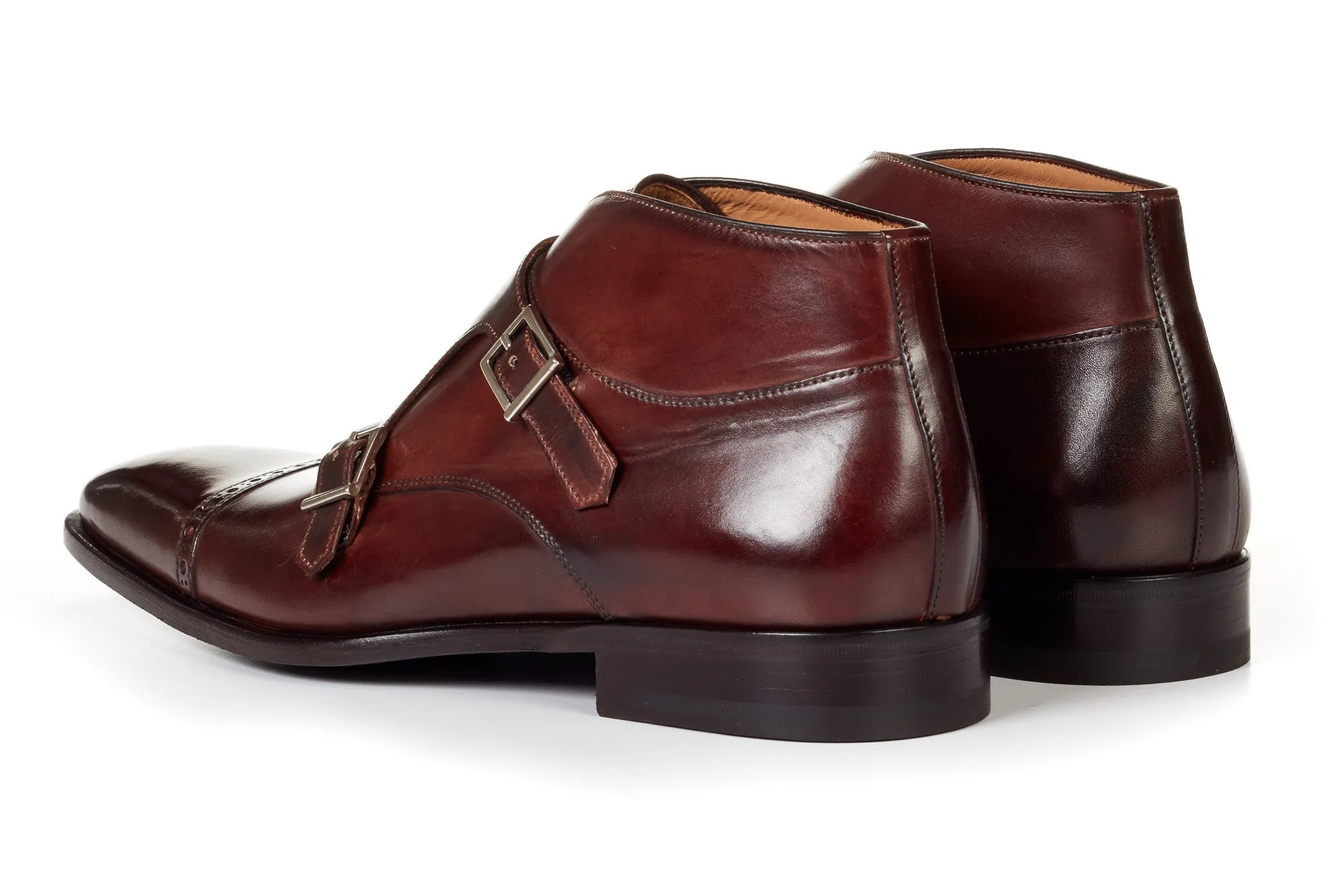 The Heston Double Monk Strap Boot - Chocolate