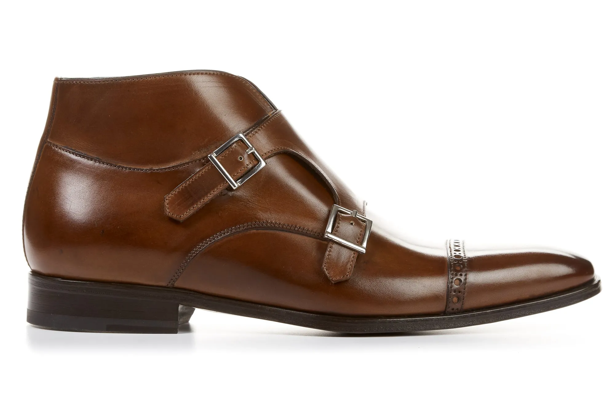 The Heston Double Monk Strap Boot - Marrone