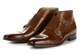 The Heston Double Monk Strap Boot - Marrone