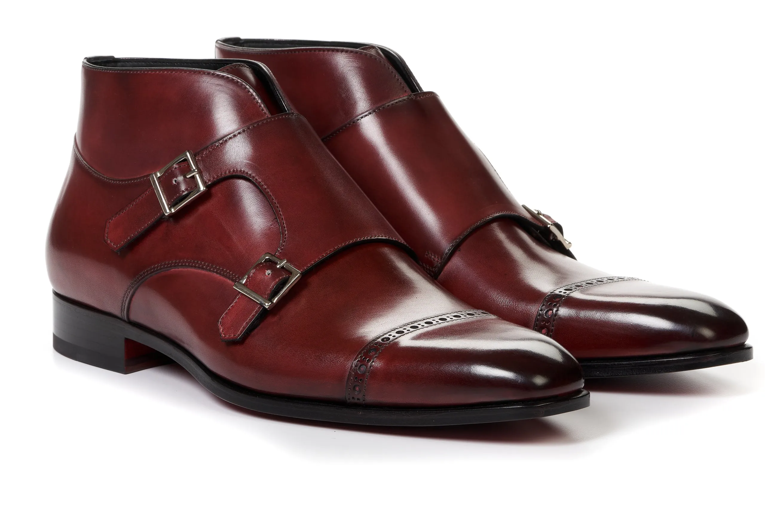 The Heston Double Monk Strap Boot - Oxblood