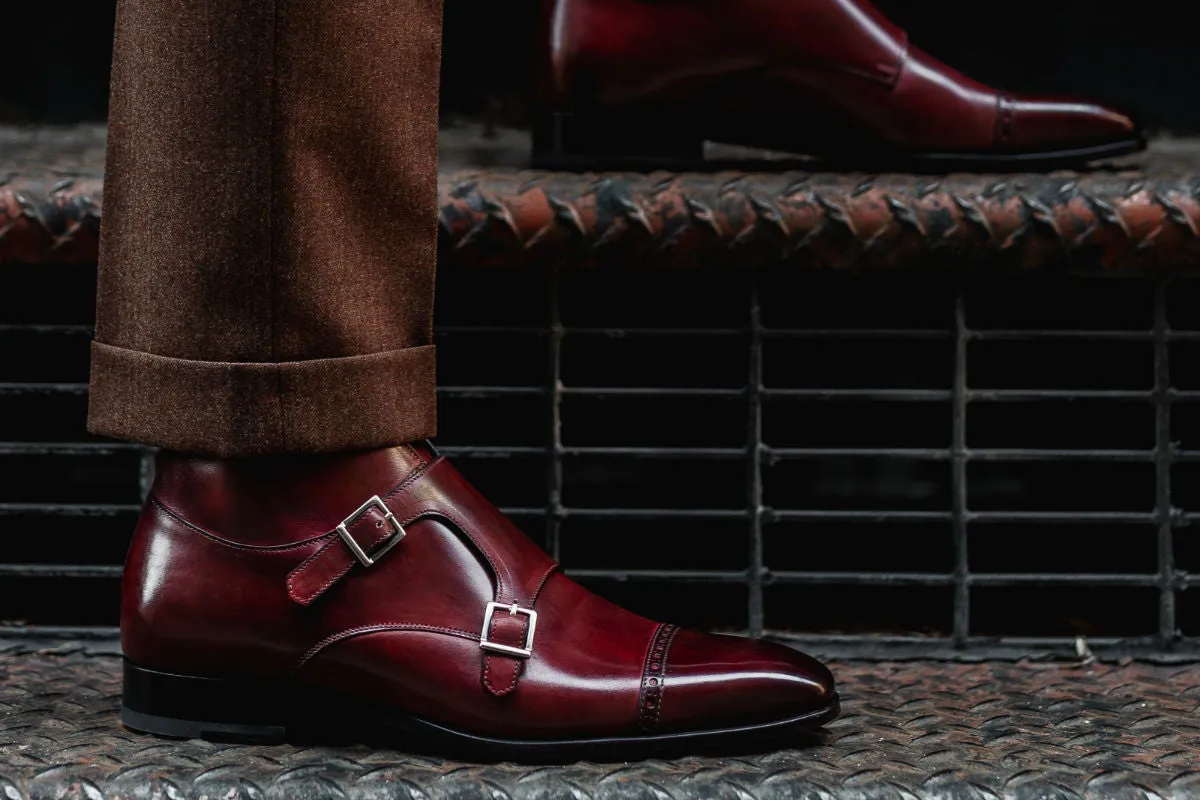 The Heston Double Monk Strap Boot - Oxblood