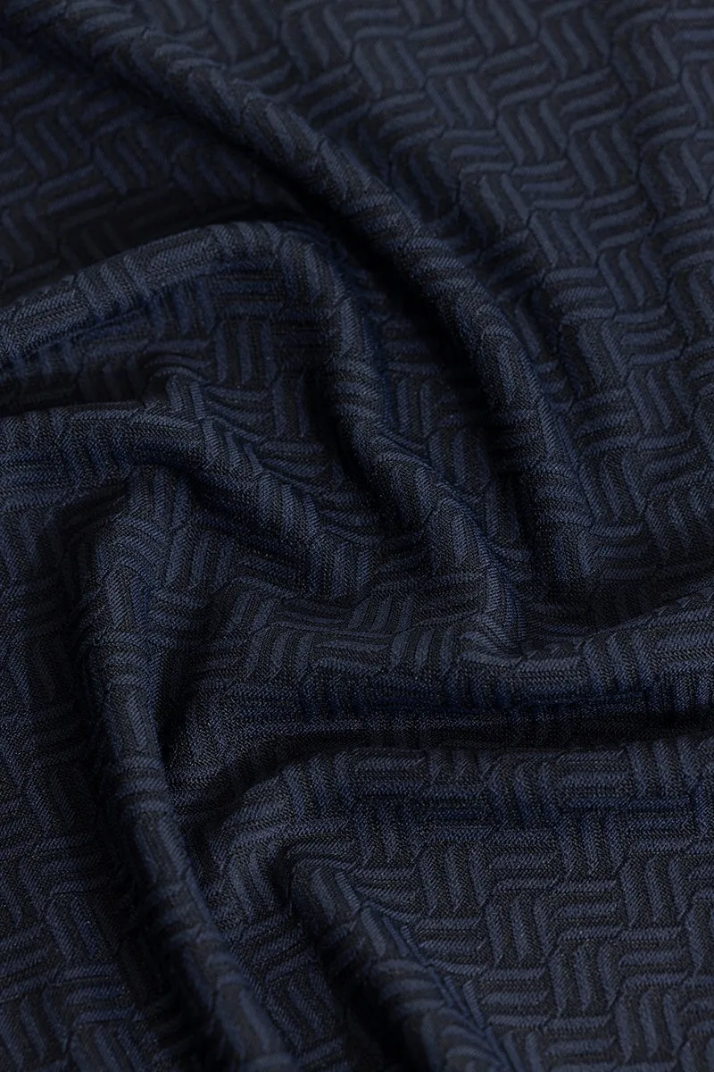 Triline Knit Navy Polo T-Shirt