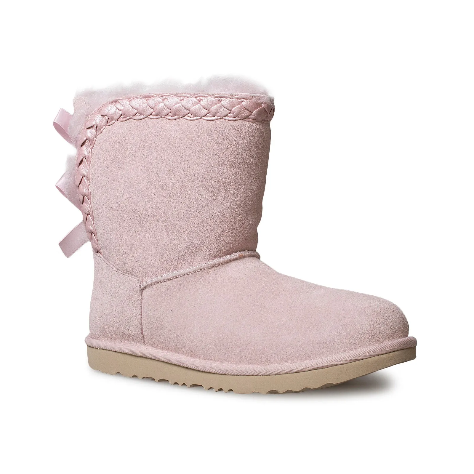 UGG Classic Short II Braided Seashell Pink Boots - Youth