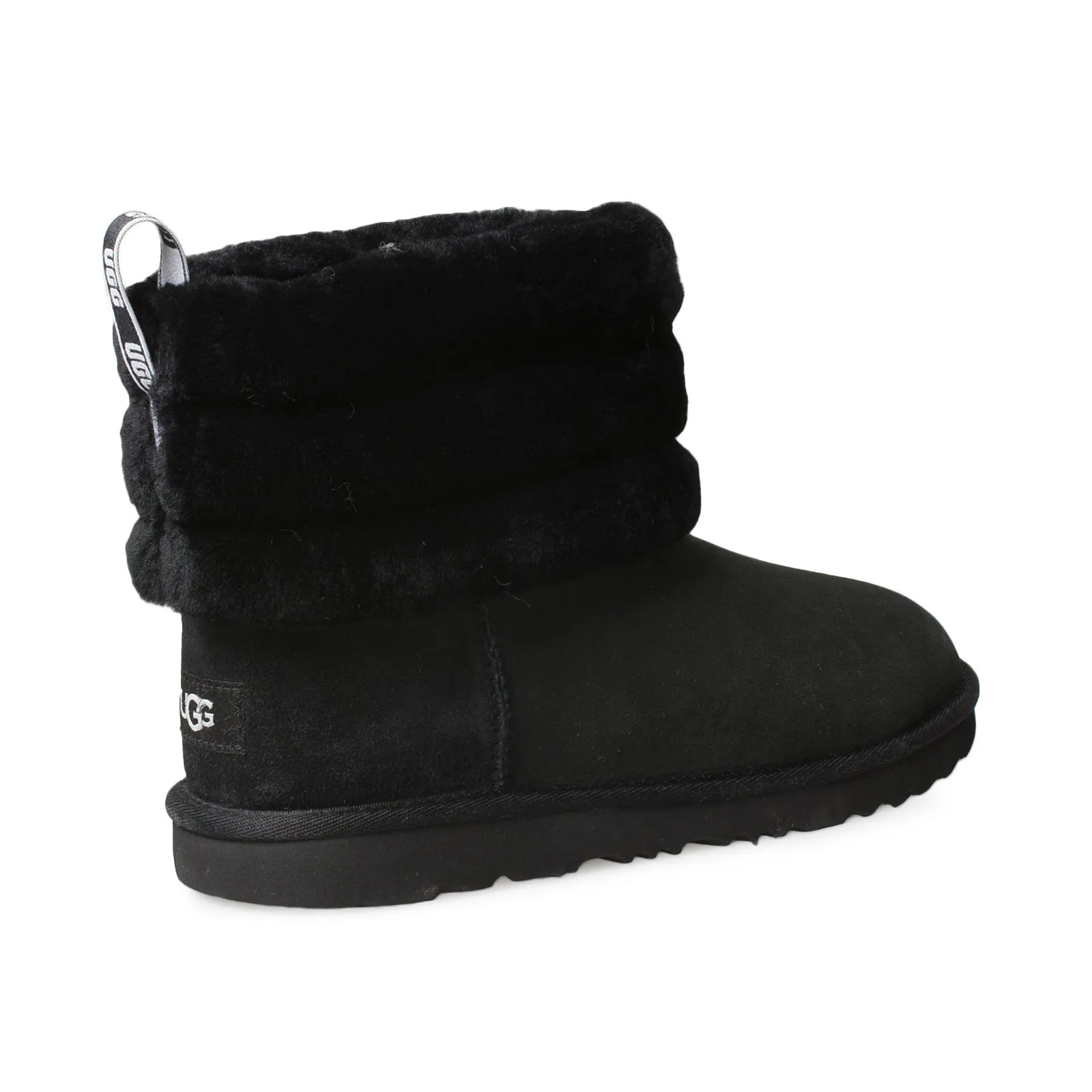 UGG Fluff Mini Quilted Black Boots - Youth