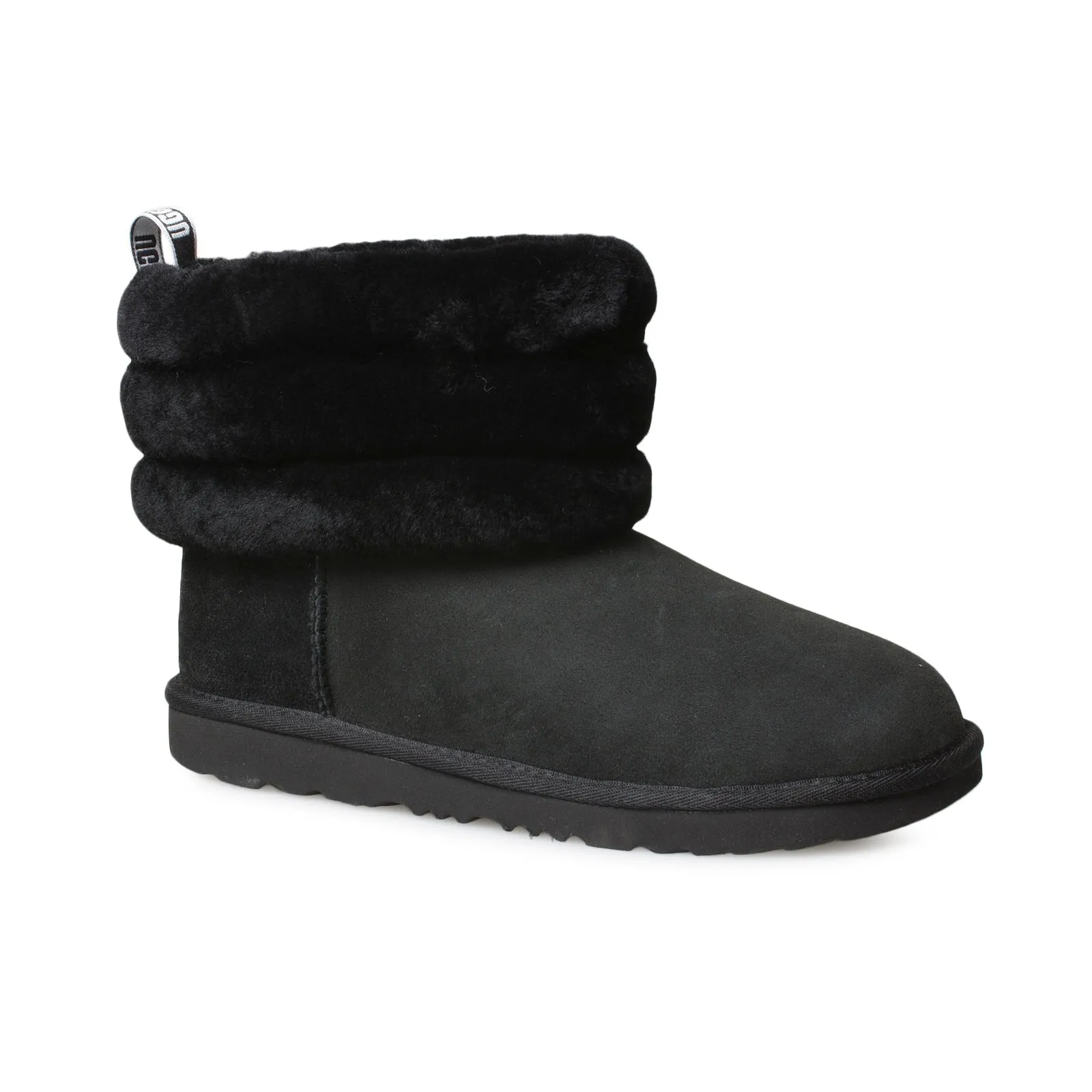 UGG Fluff Mini Quilted Black Boots - Youth