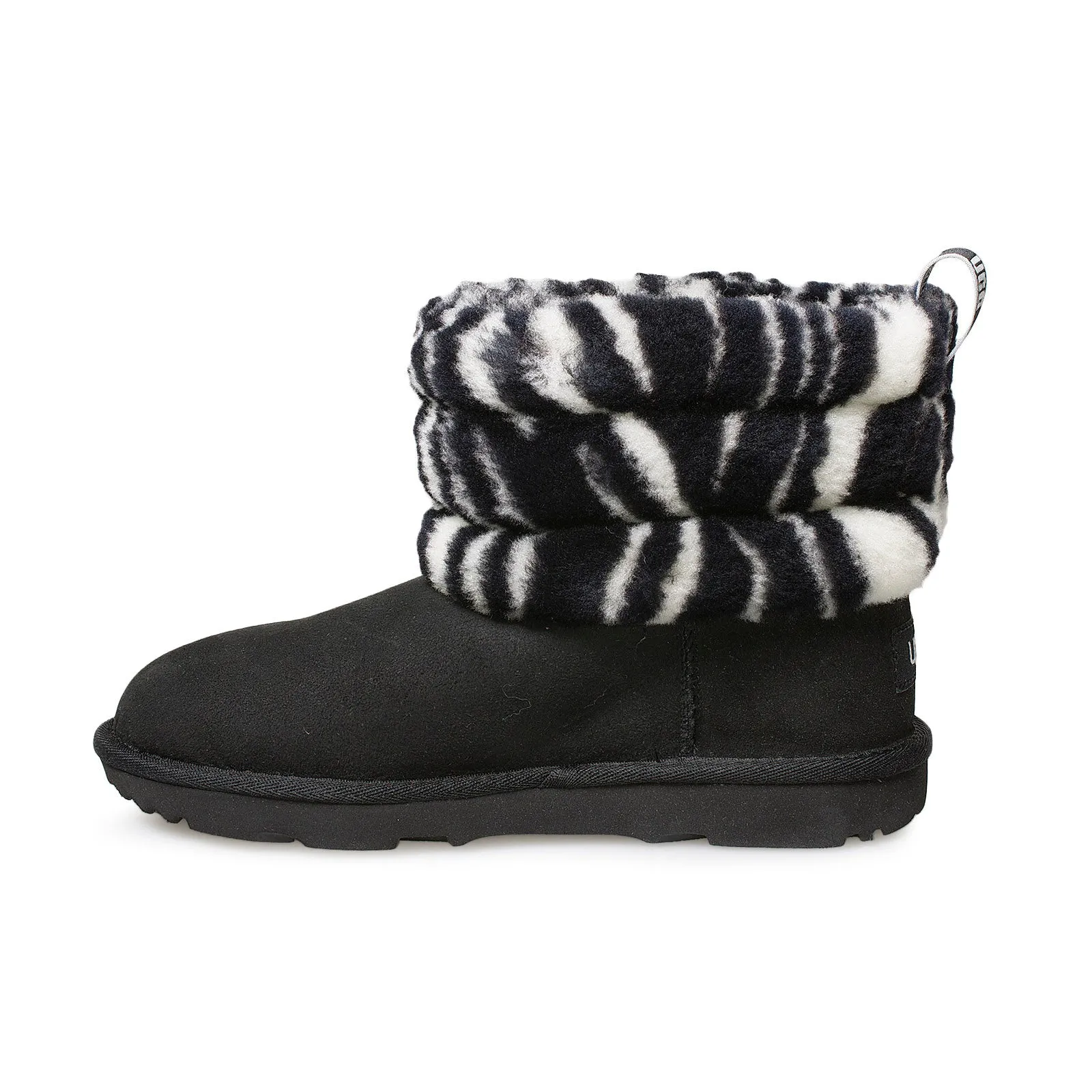 UGG Fluff Mini Quilted Zebra Black White Boots - Youth