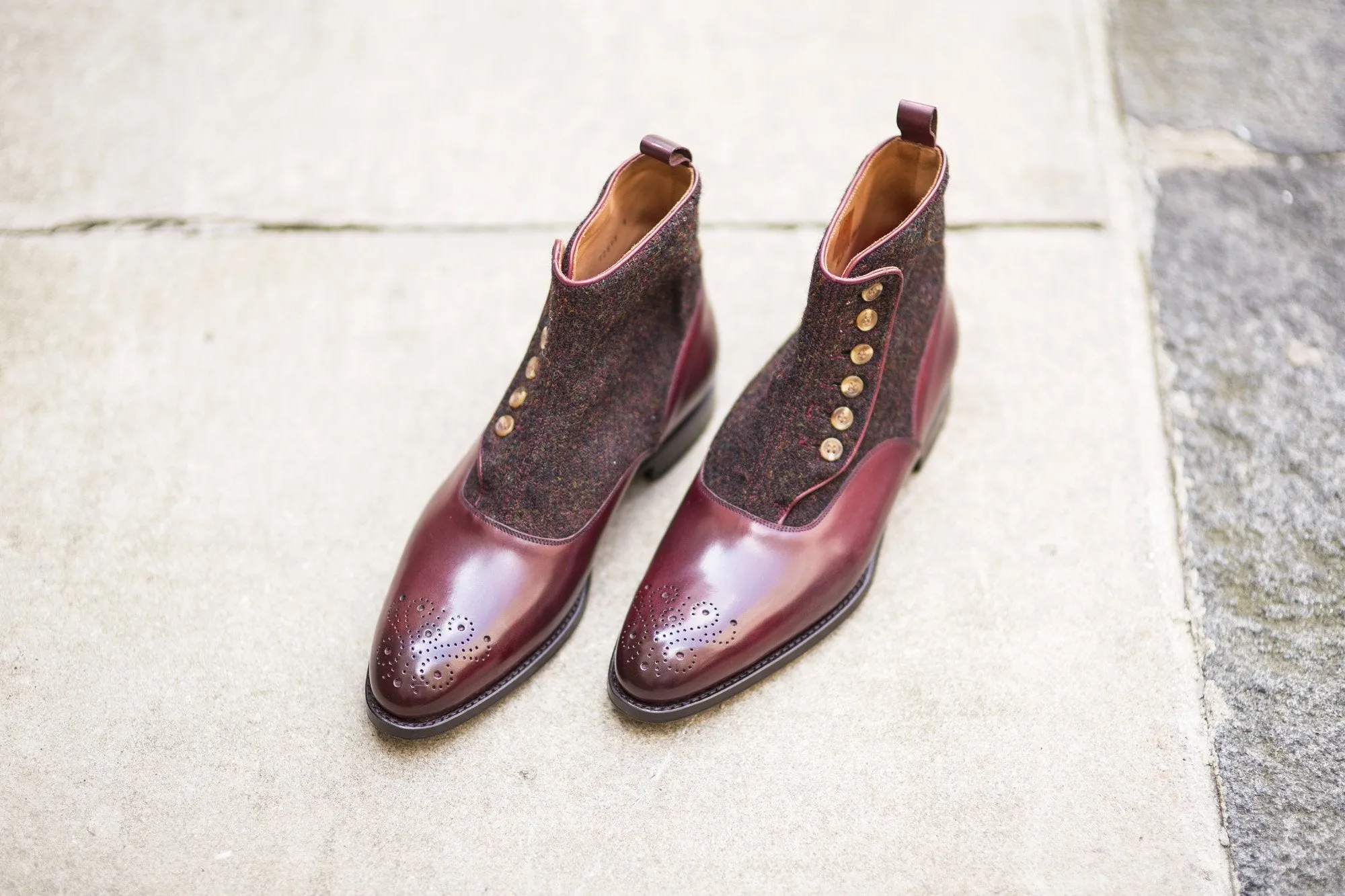 Westlake - MTO - Burgundy Calf / Burgundy Medley Tweed - NGT Last - Single Leather Sole