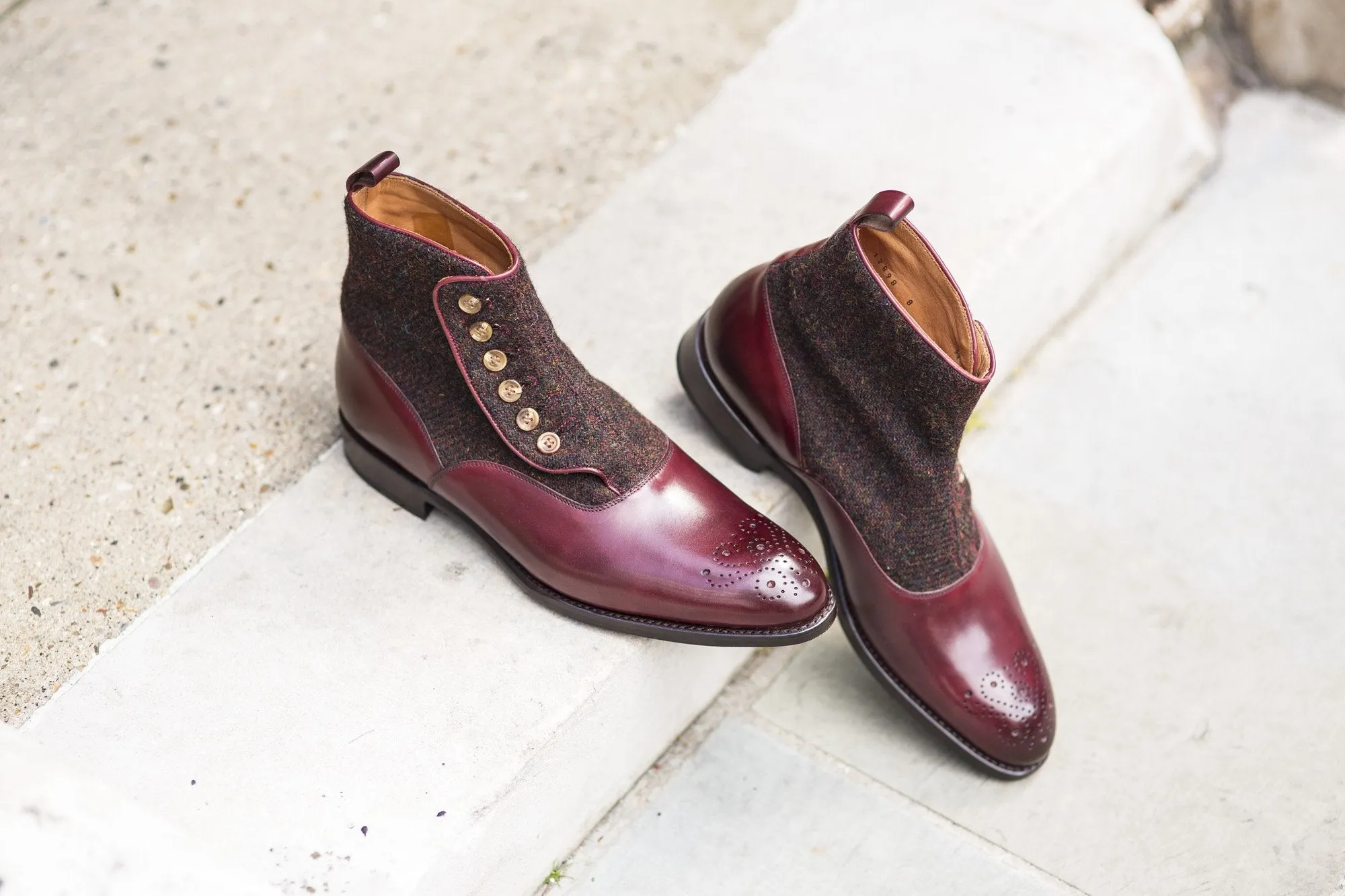 Westlake - MTO - Burgundy Calf / Burgundy Medley Tweed - NGT Last - Single Leather Sole